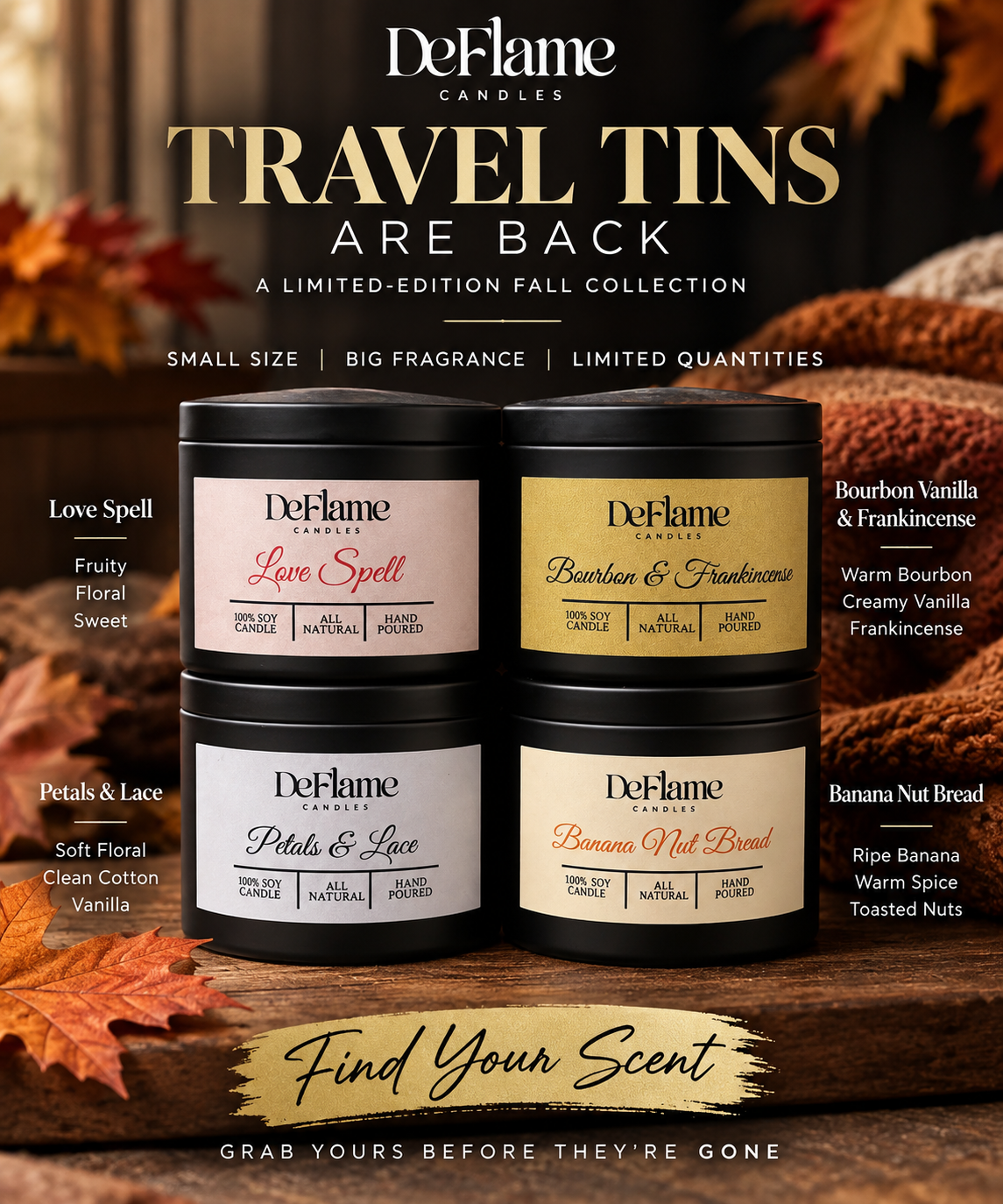 DeFlame Travel Tins - Limited Edition Fall Collection